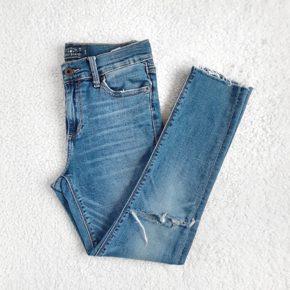 LUCKY BRAND Darkwash Brooke Legging Mid Rise Distressed Skinny Jeans Size 2 / 26